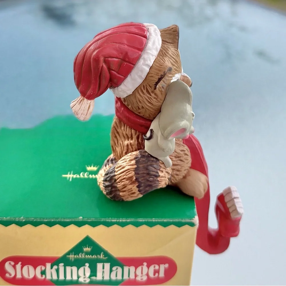 Hallmark Raccoon Christmas Stocking Hanger Vintage 1982